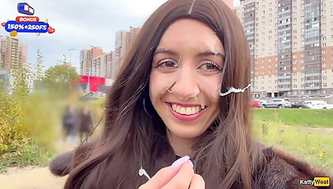 Stranger Came Massively On My Face In Car After Helping Fix It - Crazy Public Cumwalk