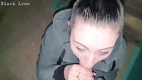 Smoking Girlfriend Sucks Me Off On Public Stairs - Black Lynn